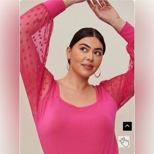 NWT 3x Super Soft Dot Pink Mesh Sleeve Top